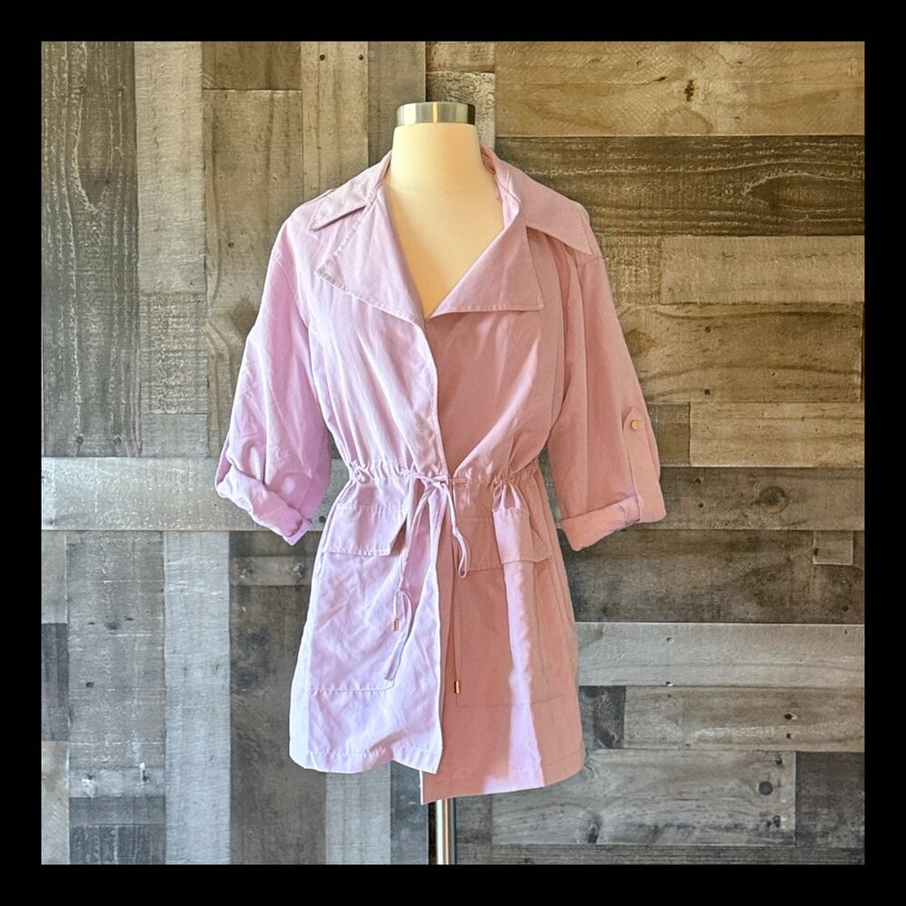 Love Tree purple trench coat small lightweight pastel lavendar feminine jacket